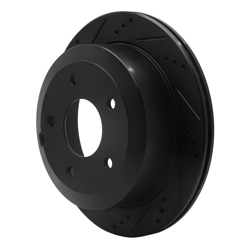 Pontiac GTO Brake Rotor (1) - Rear Left - R1 Concepts - Drilled & Slotted - Black - `05-`06